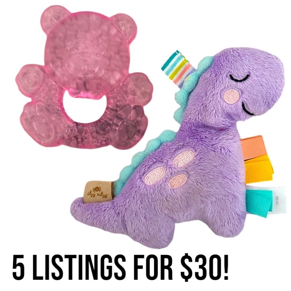 Itzy ritsy dinosaur baby toy + pink bear teether